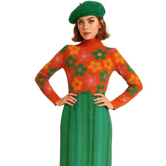 Anthropolgie Retro Tweed Pencil 0 Green Eva Franco Twee Rockabilly - Picture 1 of 8